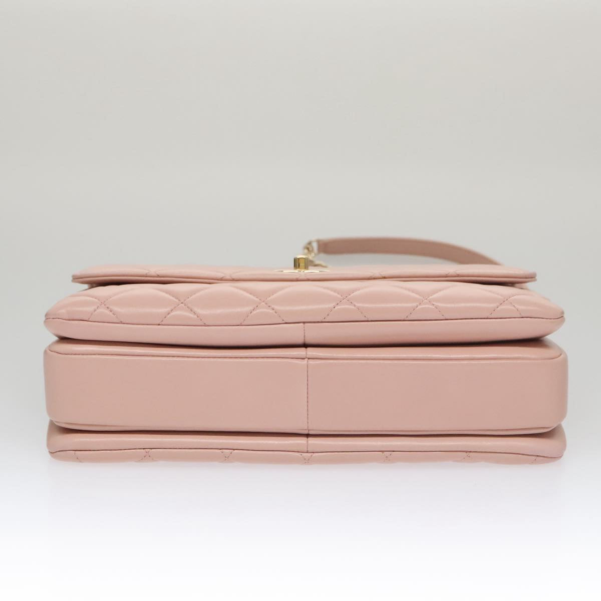 CHANEL Hand Bag Lamb Skin 2way Pink Gold 92236 CC 98152SA