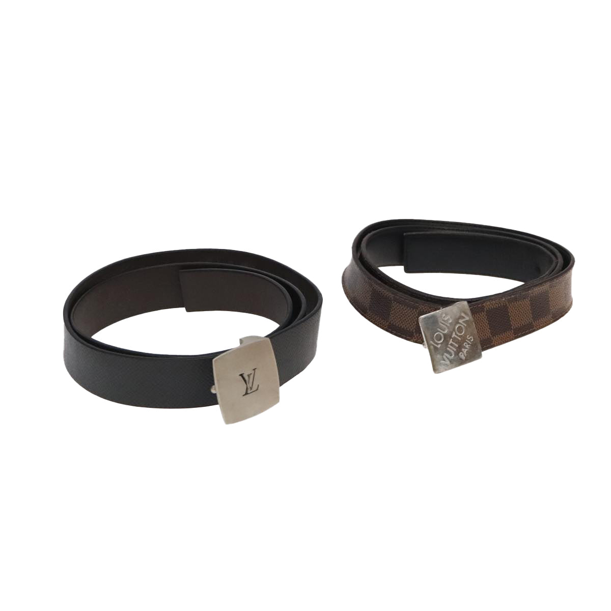 LOUIS VUITTON Damier Ebene Belt 2Set LV 98164