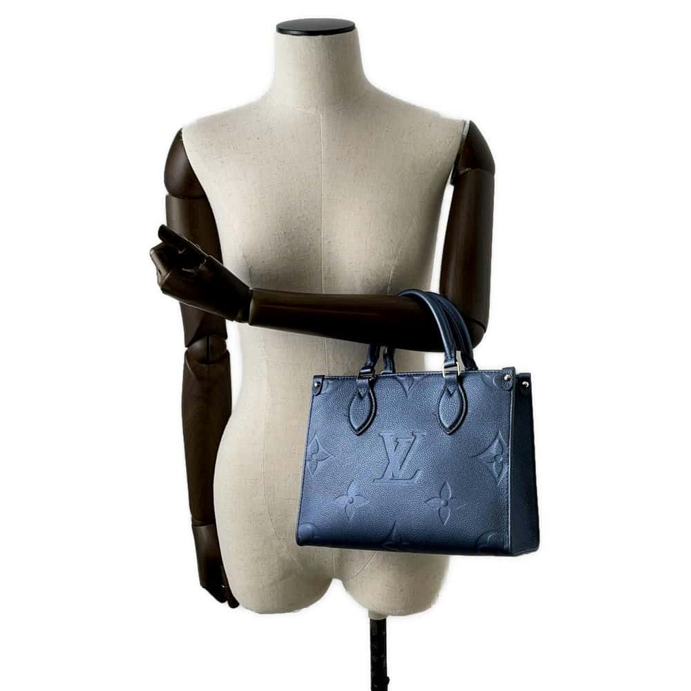 LOUIS VUITTON Onthego Navy Blue M58956 Monogram Empreinte Leather Grain Leather Size PM