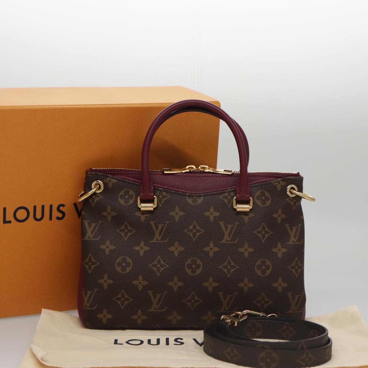 LOUIS VUITTON Monogram Palas BB Hand Bag 2way Bordeaux M42961 LV 98196SA