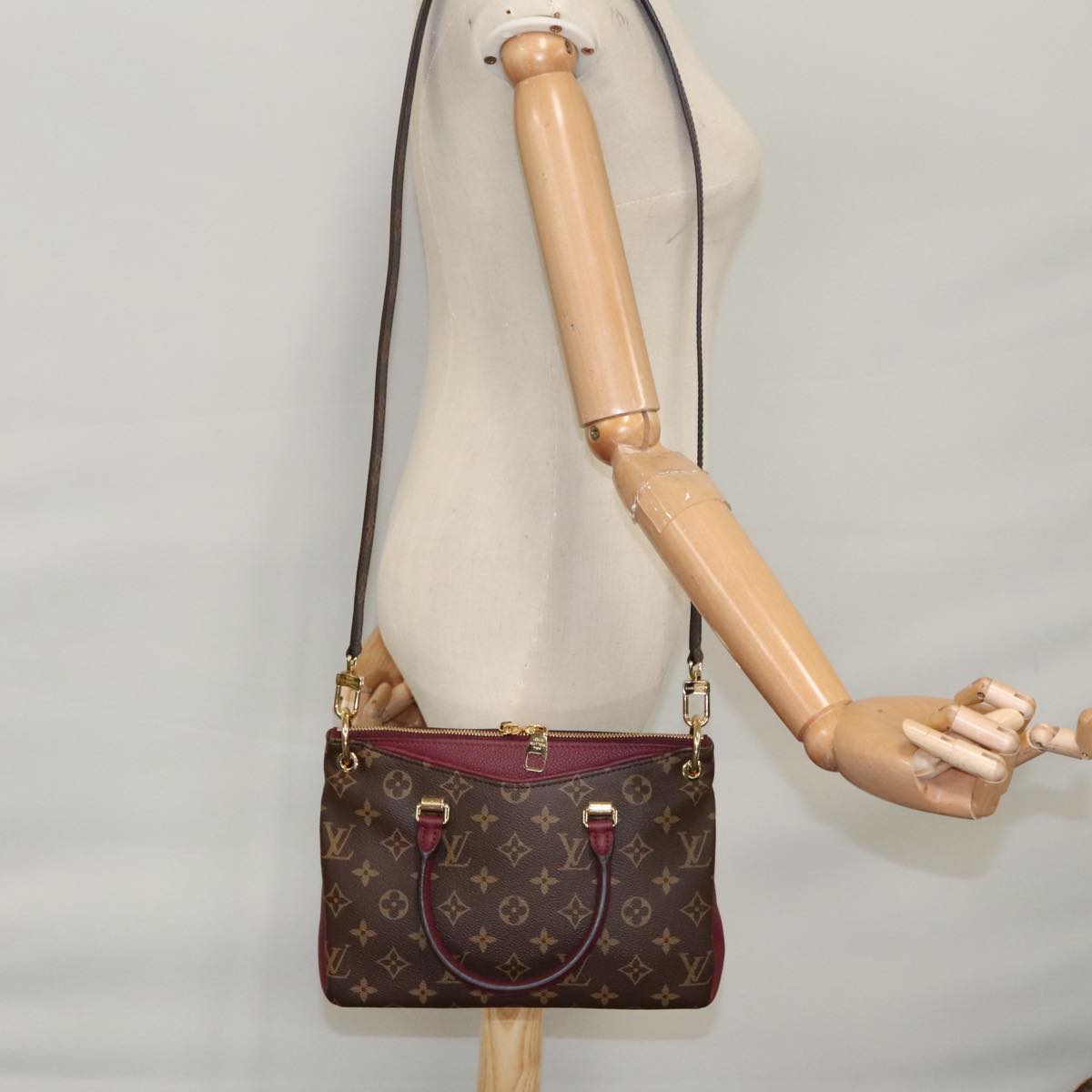 LOUIS VUITTON Monogram Palas BB Hand Bag 2way Bordeaux M42961 LV 98196SA