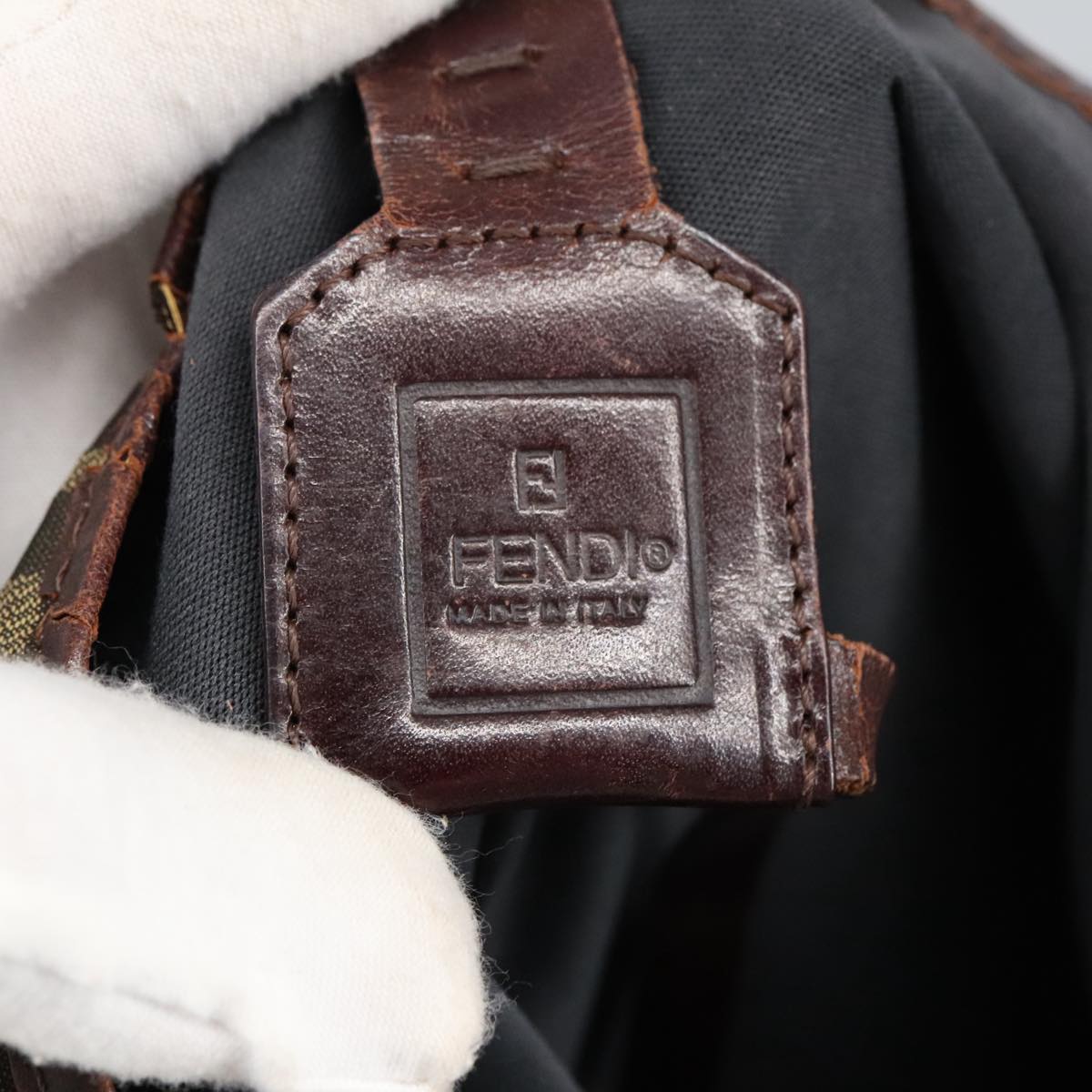 FENDI Zucca Canvas Tote Bag Brown Black 98219