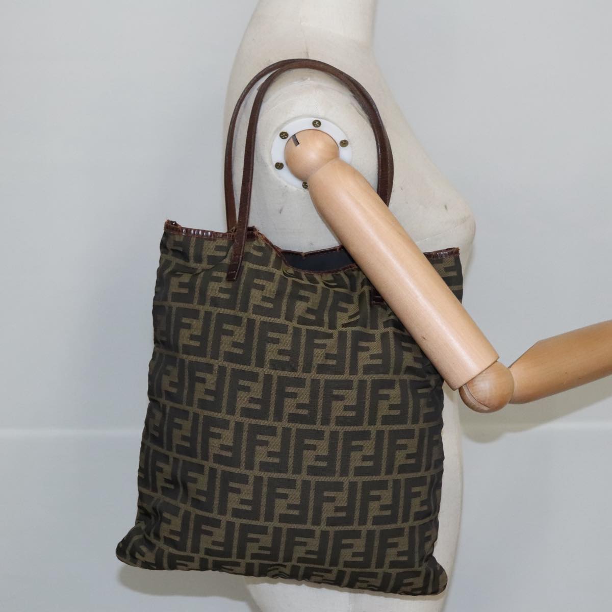 FENDI Zucca Canvas Tote Bag Brown Black 98219