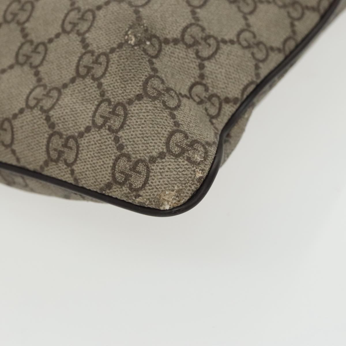 GUCCI GG Supreme Shoulder Bag PVC Beige Silver 141626 98221