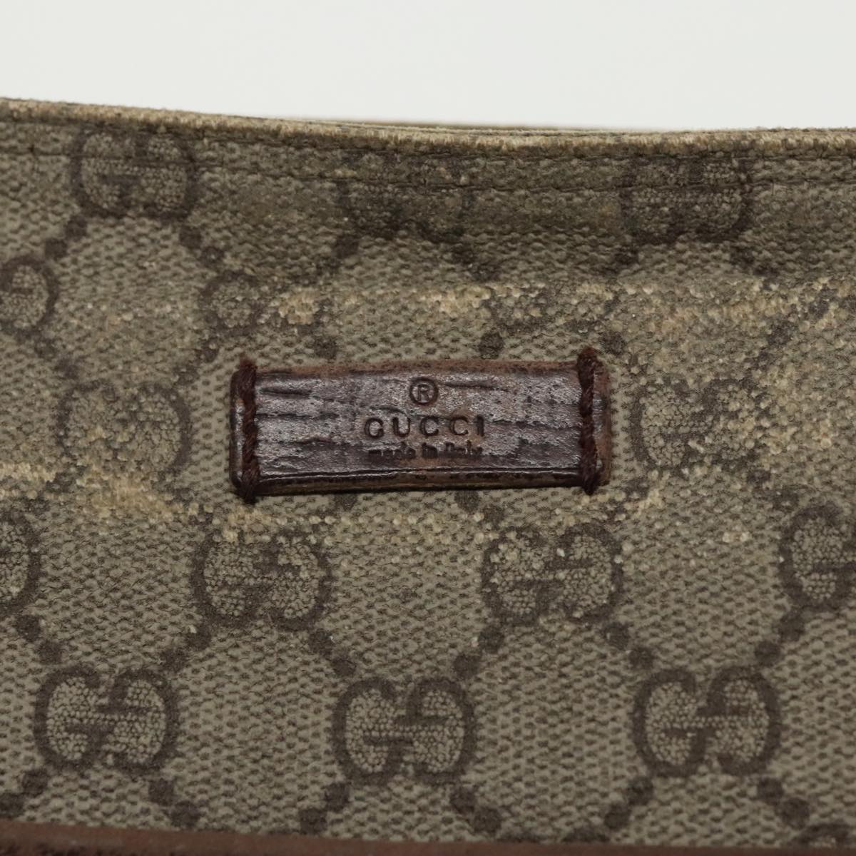 GUCCI GG Supreme Shoulder Bag PVC Beige Silver 141626 98221
