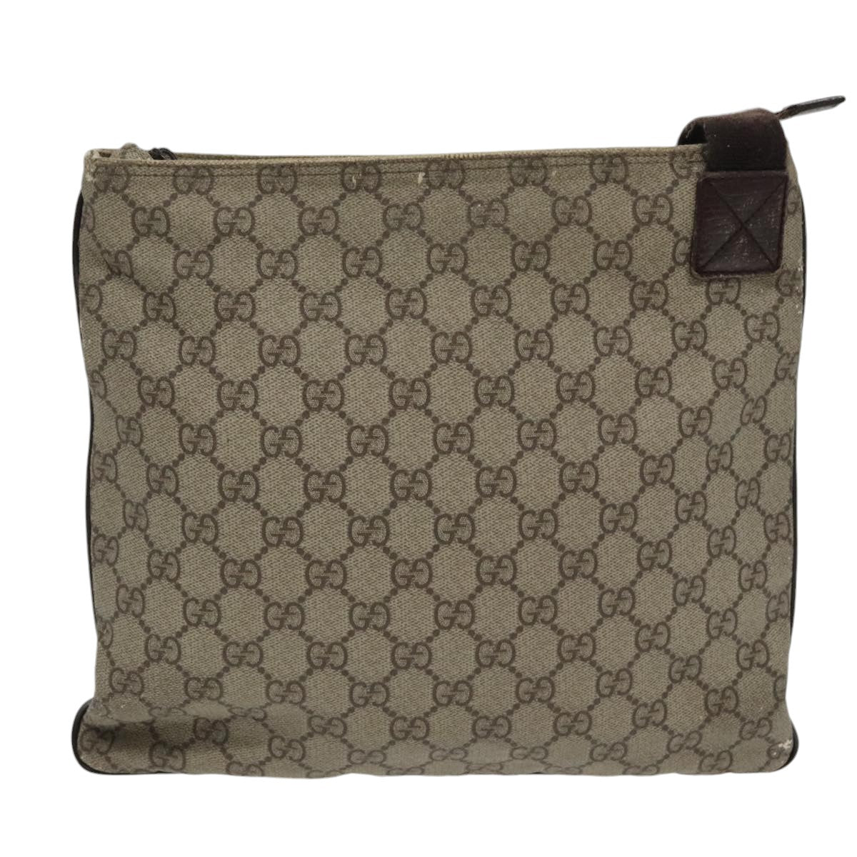 GUCCI GG Supreme Shoulder Bag PVC Beige Silver 141626 98221