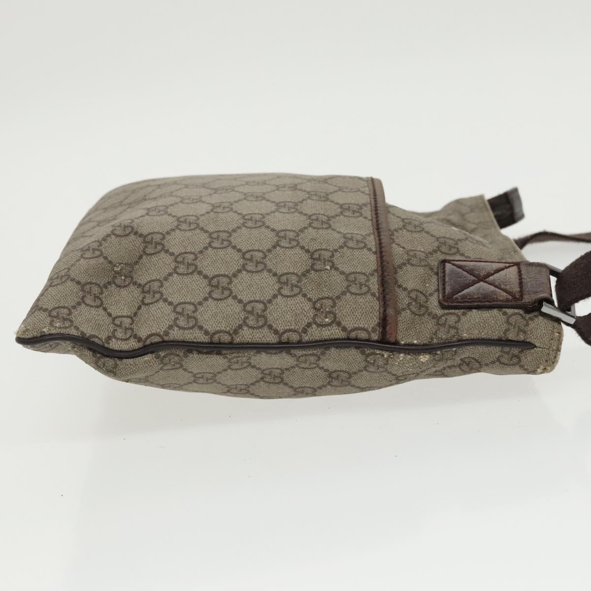 GUCCI GG Supreme Shoulder Bag PVC Beige Silver 141626 98221