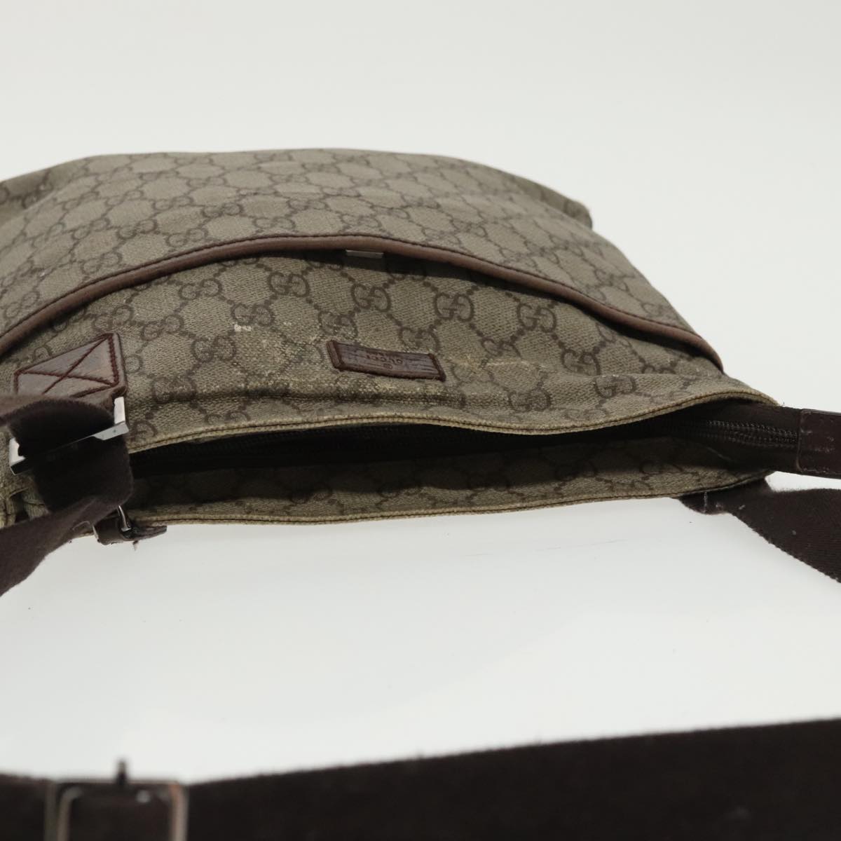 GUCCI GG Supreme Shoulder Bag PVC Beige Silver 141626 98221