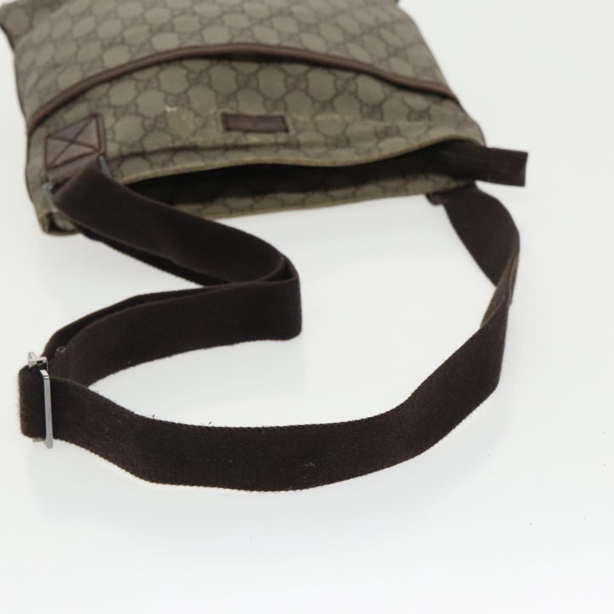 GUCCI GG Supreme Shoulder Bag PVC Beige Silver 141626 98221