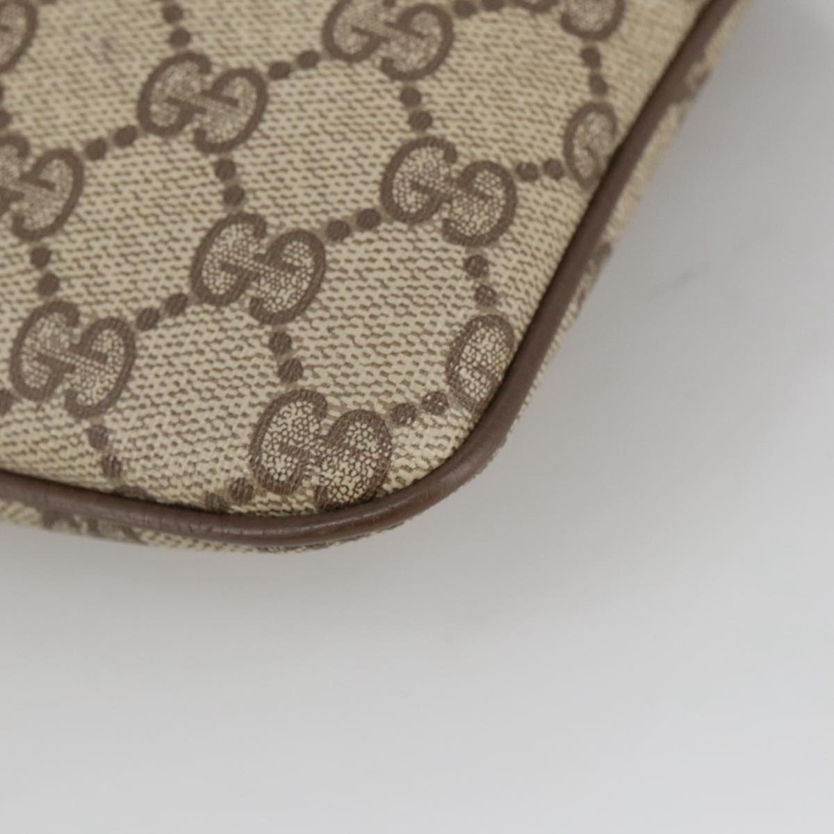 GUCCI GG Supreme Web Sherry Line Shoulder Bag PVC Beige Gold 98279
