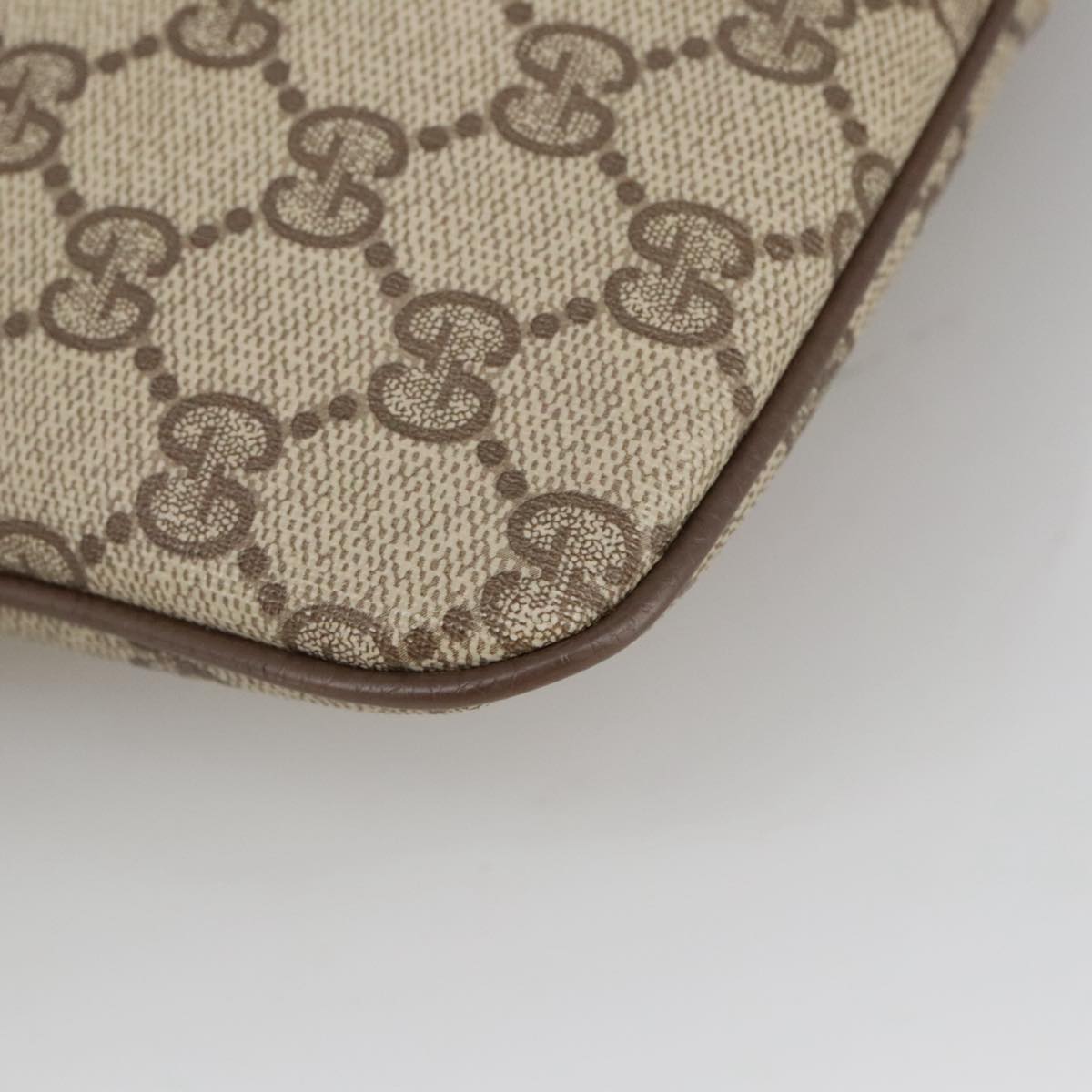 GUCCI GG Supreme Web Sherry Line Shoulder Bag PVC Beige Gold 98279
