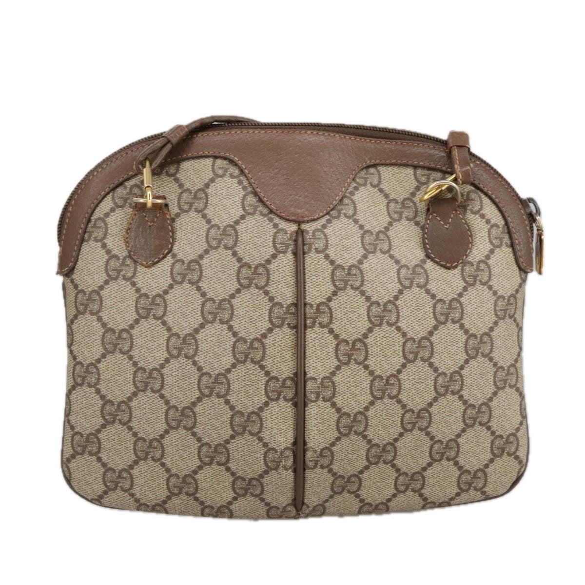 GUCCI GG Supreme Web Sherry Line Shoulder Bag PVC Beige Gold 98279