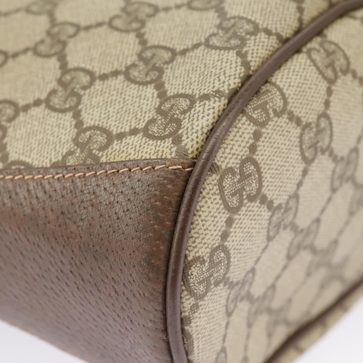GUCCI GG Supreme Shoulder Bag PVC Beige Gold Web Sherry Line 98280