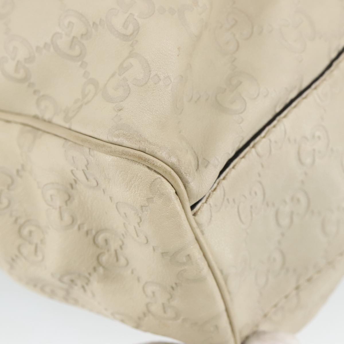 GUCCI GG Canvas Guccissima Hand Bag Leather White Gold 211944 98286