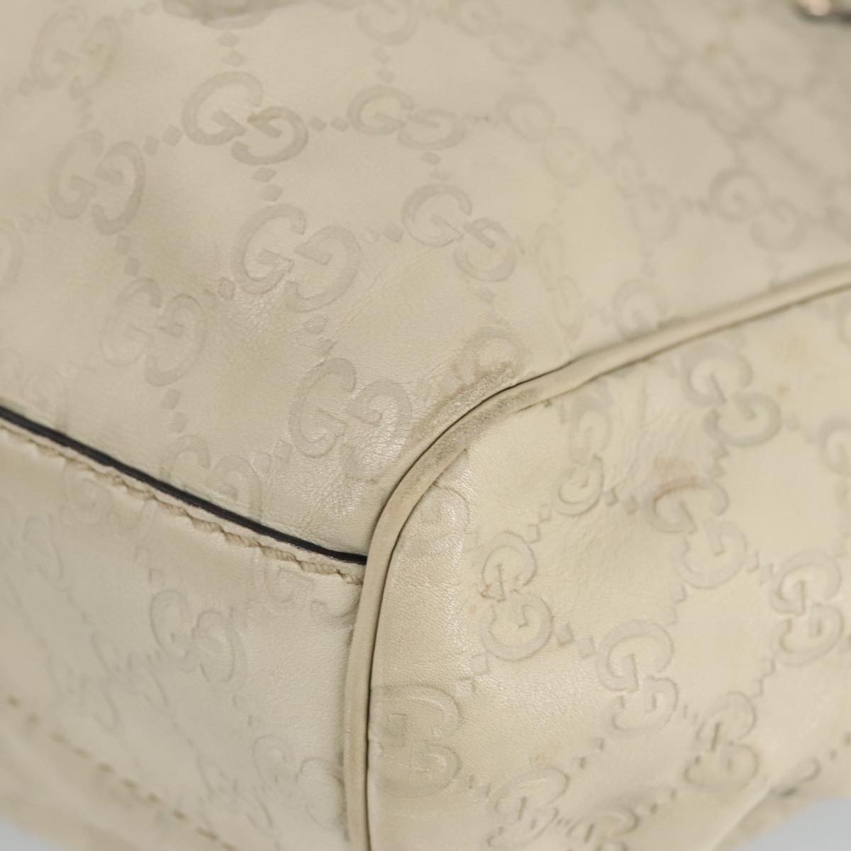 GUCCI GG Canvas Guccissima Hand Bag Leather White Gold 211944 98286