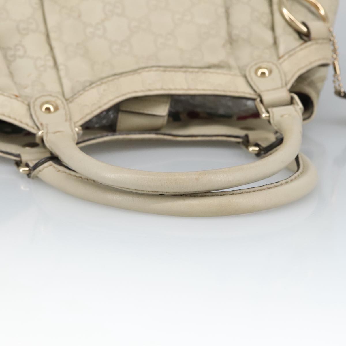 GUCCI GG Canvas Guccissima Hand Bag Leather White Gold 211944 98286