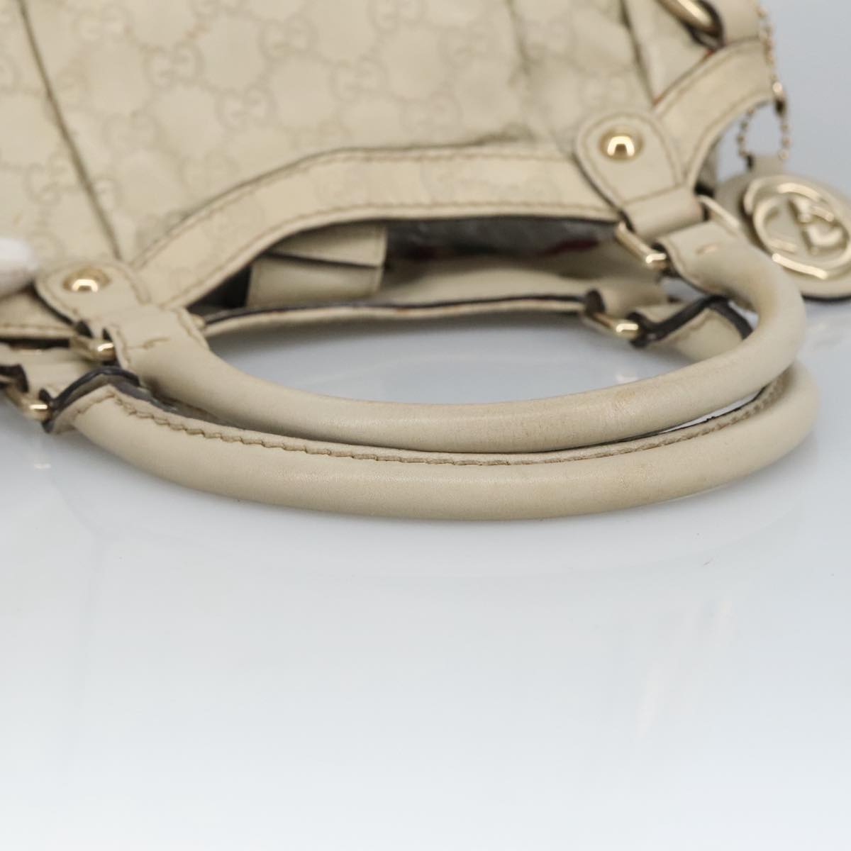 GUCCI GG Canvas Guccissima Hand Bag Leather White Gold 211944 98286