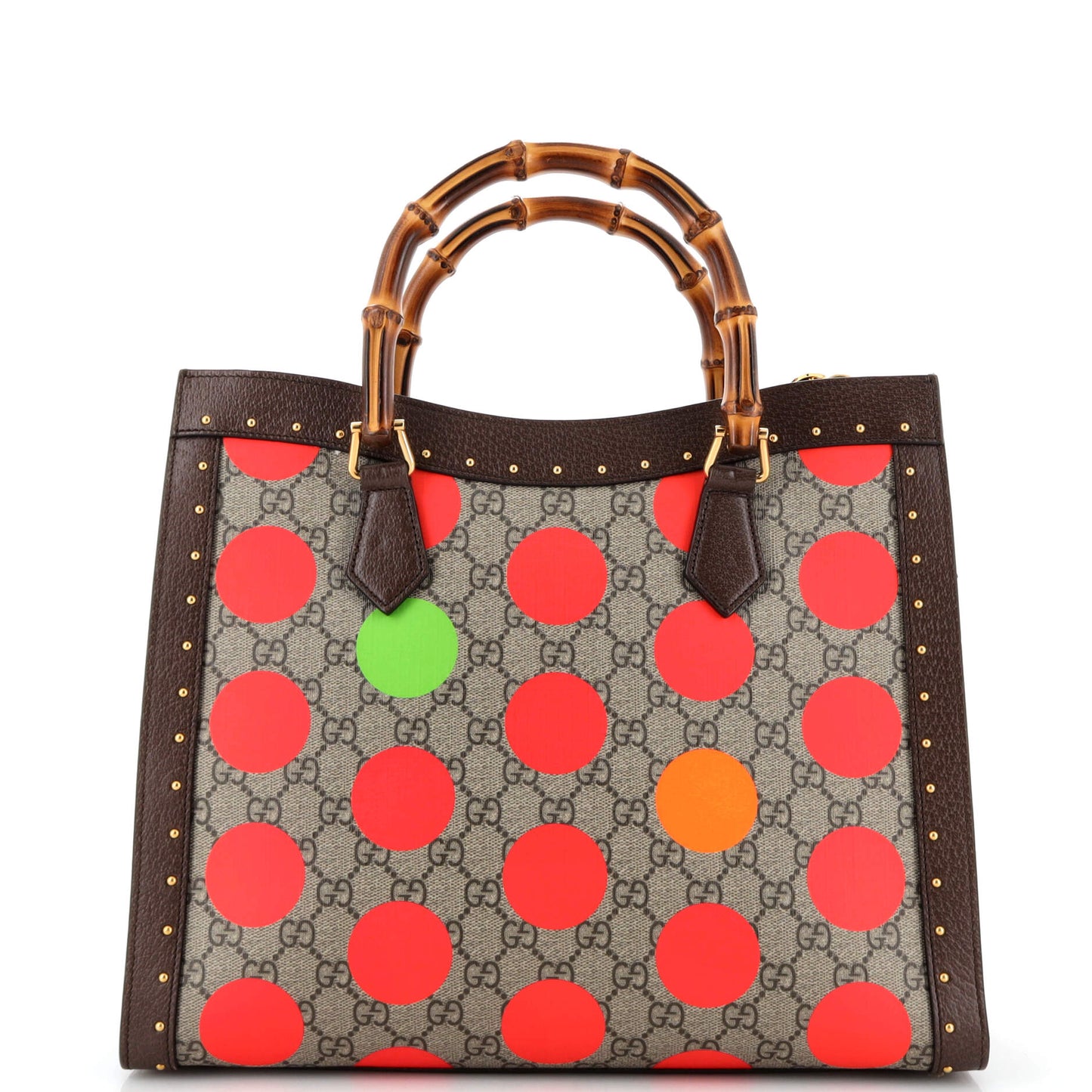 Diana NM Bamboo Handle Tote Printed GG Coated Canvas and Studded Leather Medium