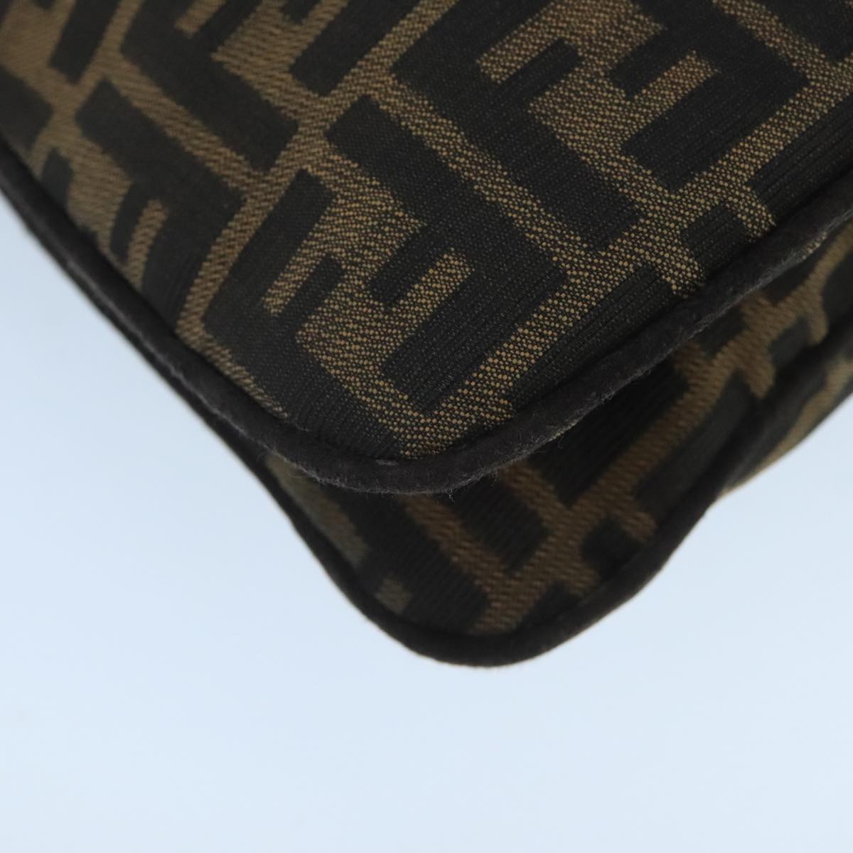 FENDI Zucca Canvas Mamma Baguette Shoulder Bag Brown Black Silver 98344