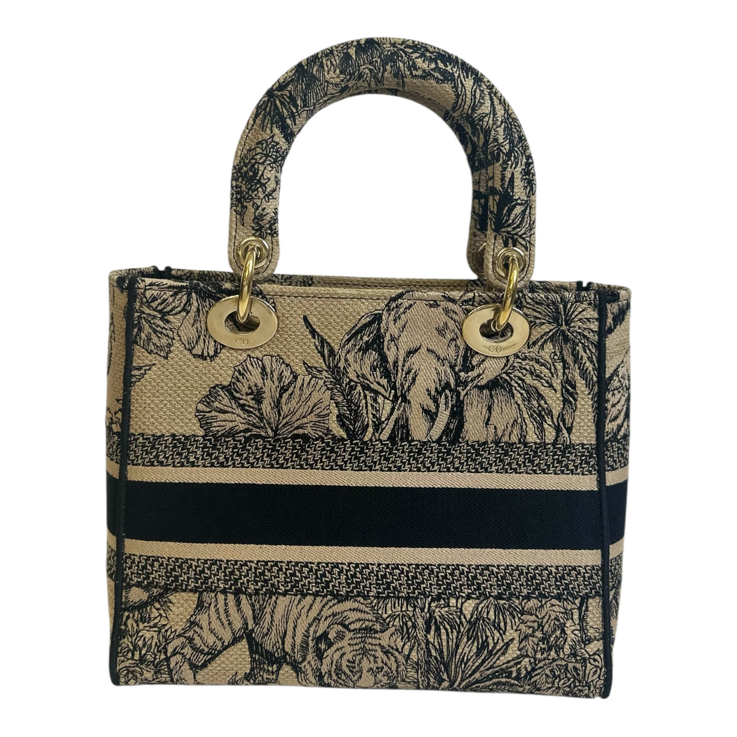 Christian Dior Toile de Jouy Voyage Embroidered Medium Lady D-Lite Beige Multicolor