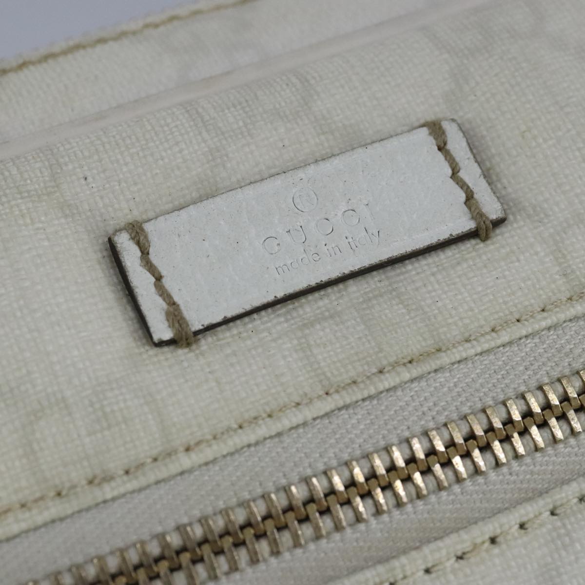 GUCCI Sherry Line Clutch Bag PVC Leather White Gold Red 152599 98453