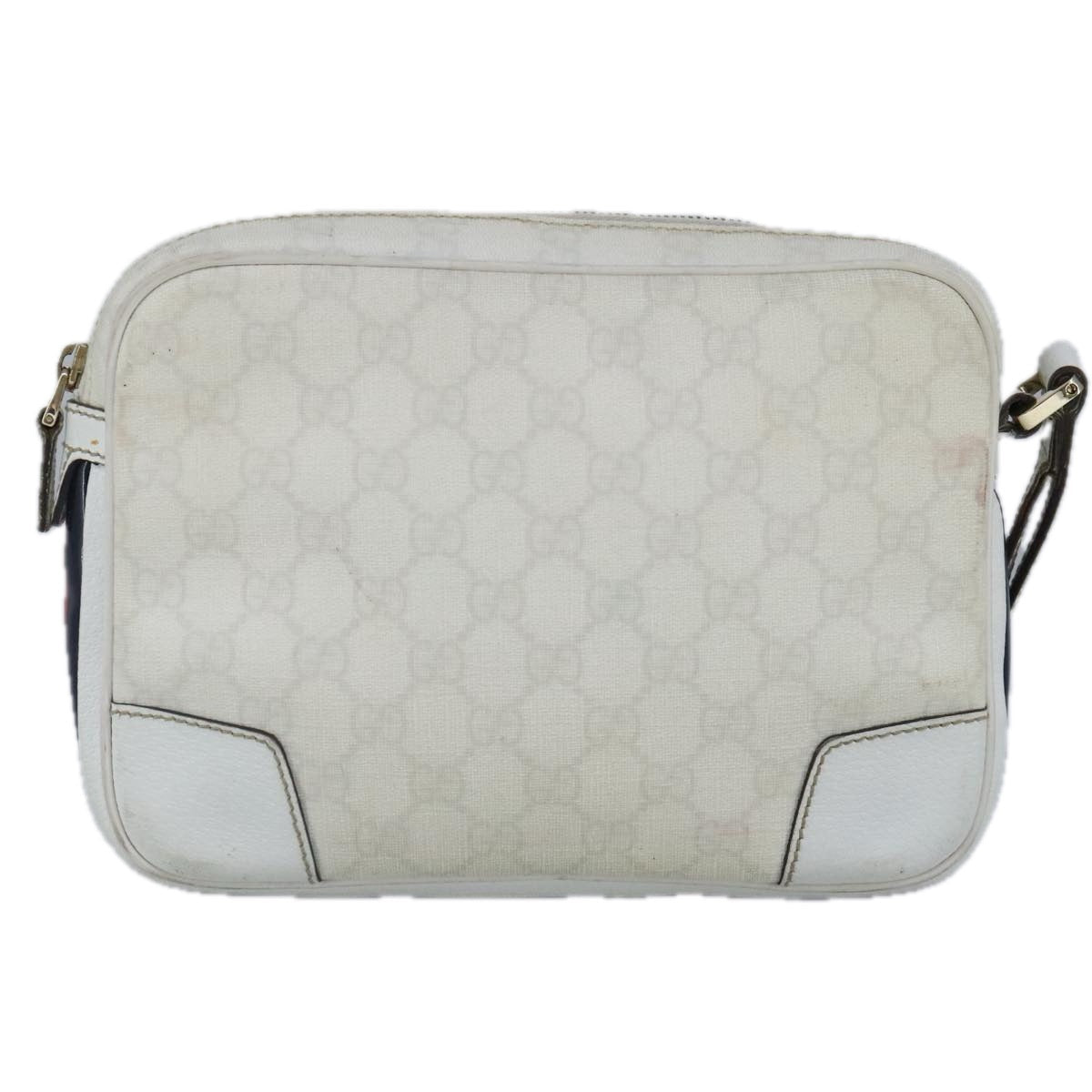 GUCCI Sherry Line Clutch Bag PVC Leather White Gold Red 152599 98453