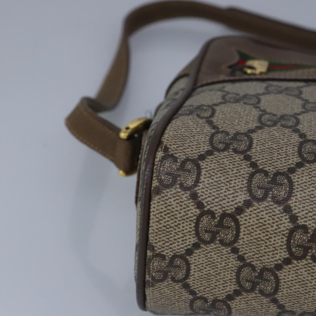 GUCCI GG Supreme Web Sherry Line Shoulder Bag PVC Beige Red 56 02 087 98466