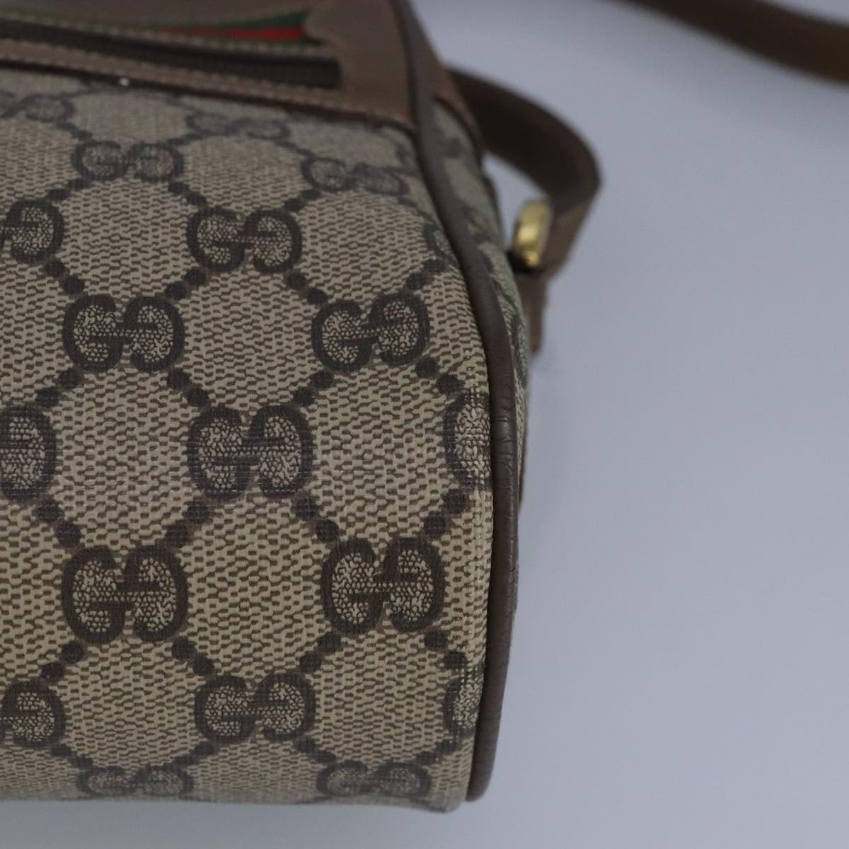 GUCCI GG Supreme Web Sherry Line Shoulder Bag PVC Beige Red 56 02 087 98466