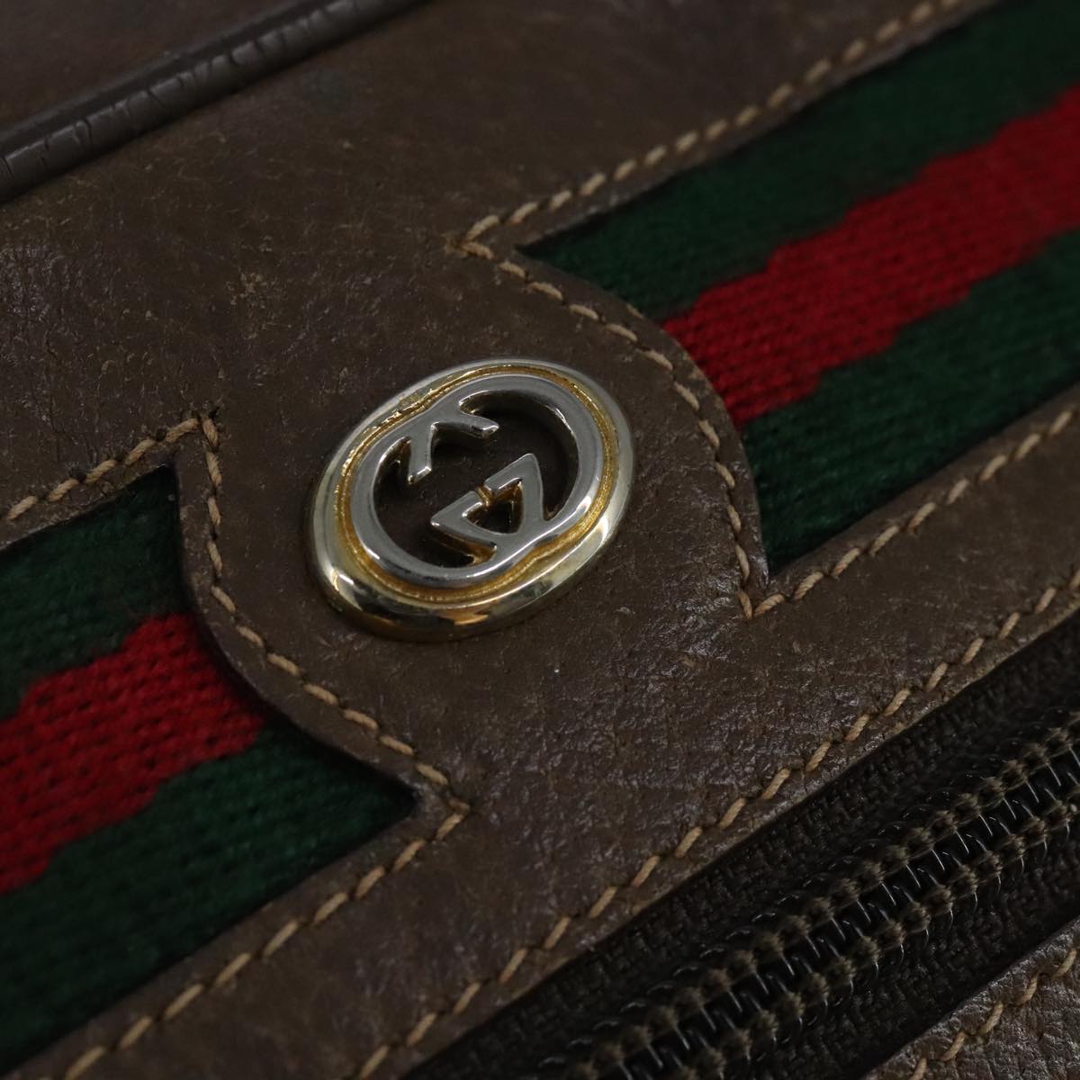 GUCCI GG Supreme Web Sherry Line Shoulder Bag PVC Beige Red 56 02 087 98466