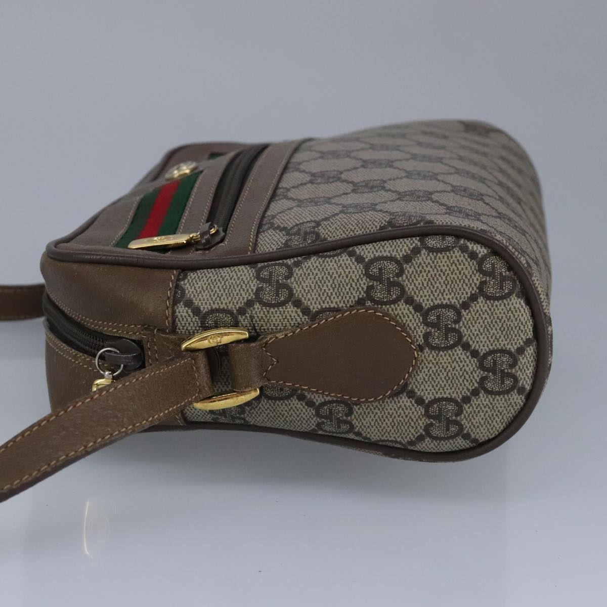 GUCCI GG Supreme Web Sherry Line Shoulder Bag PVC Beige Red 56 02 087 98466