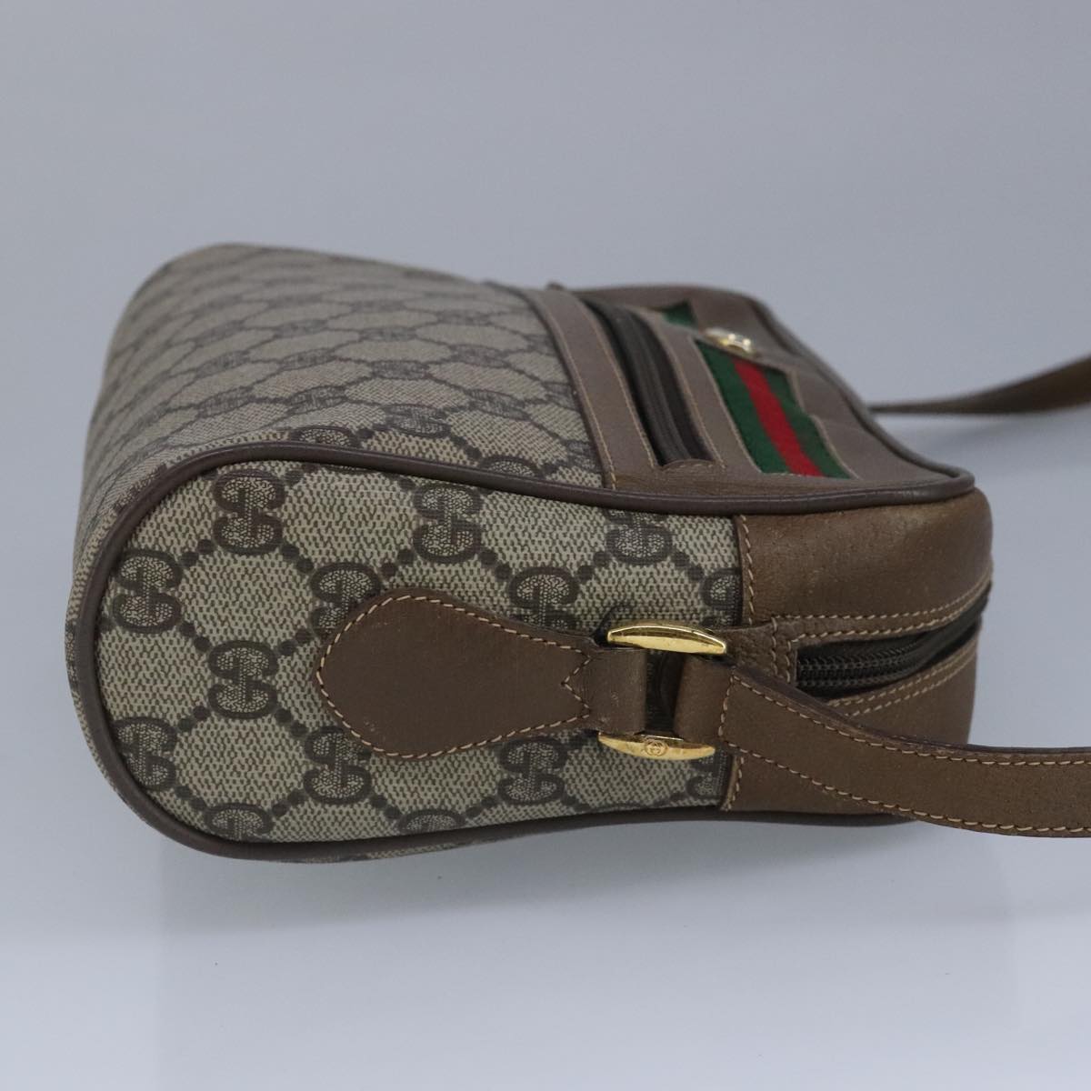 GUCCI GG Supreme Web Sherry Line Shoulder Bag PVC Beige Red 56 02 087 98466