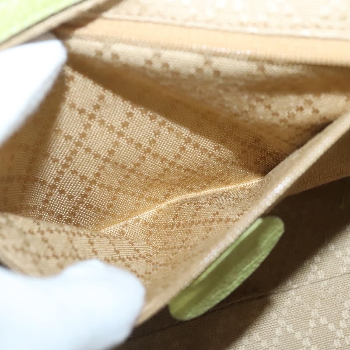 GUCCI Bamboo Hand Bag Suede 2way Gold Light green 000 122 0316 98469
