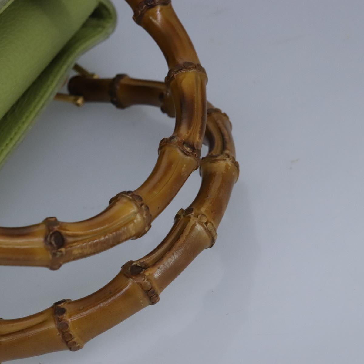 GUCCI Bamboo Hand Bag Suede 2way Gold Light green 000 122 0316 98469