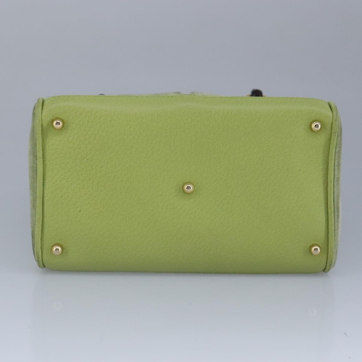 GUCCI Bamboo Hand Bag Suede 2way Gold Light green 000 122 0316 98469