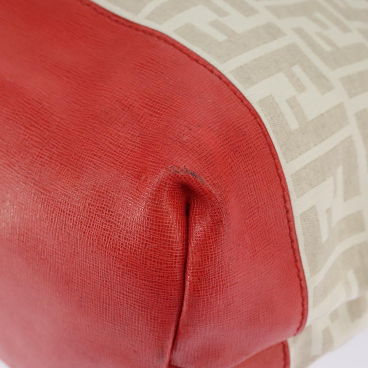 FENDI Zucca Canvas Tote Bag White Red 98476