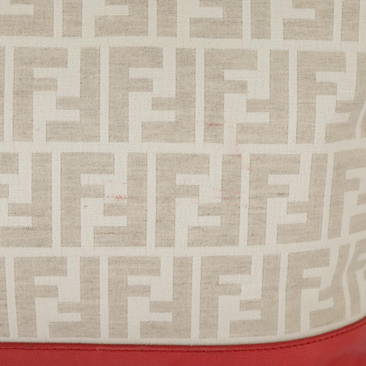 FENDI Zucca Canvas Tote Bag White Red 98476