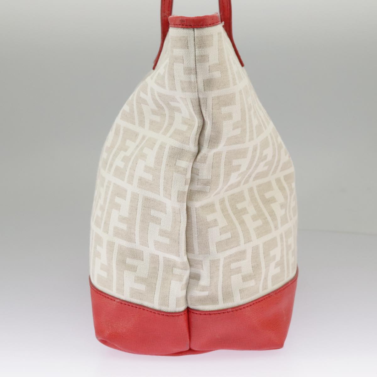 FENDI Zucca Canvas Tote Bag White Red 98476