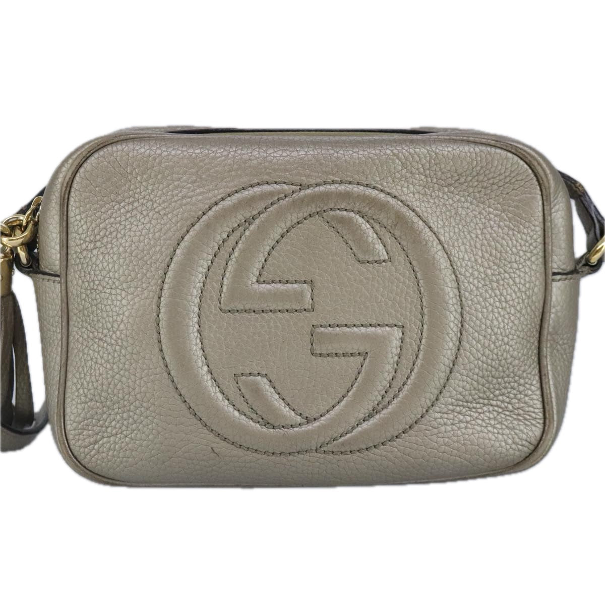 GUCCI Soho Shoulder Bag Leather Beige Gold 808364 98480