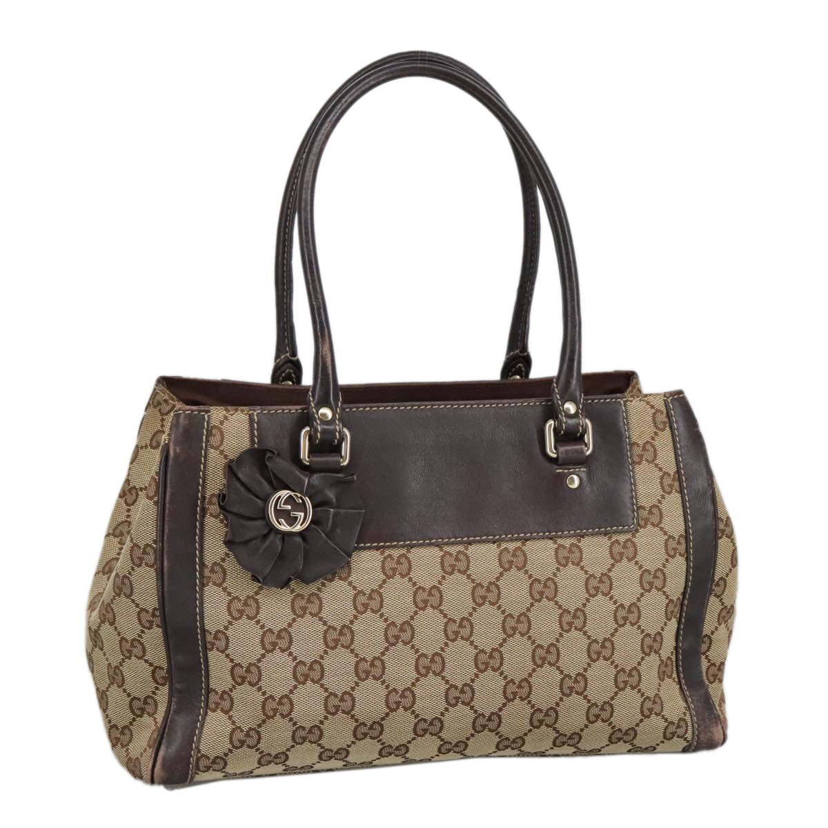 GUCCI GG Canvas Hand Bag Beige Gold 190247 98513