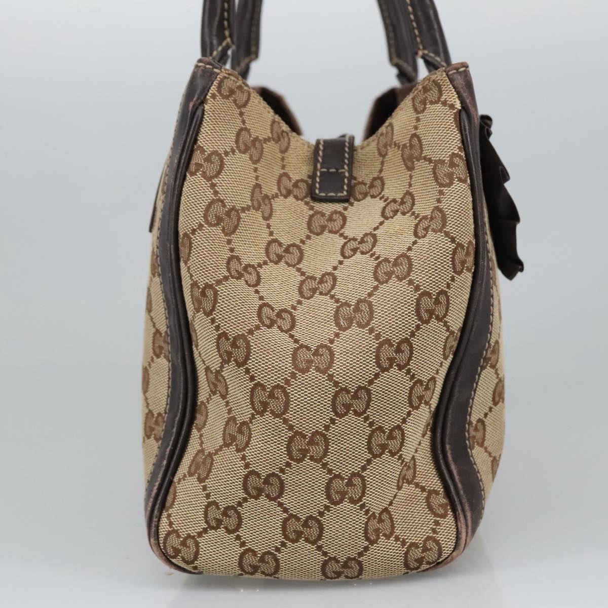 GUCCI GG Canvas Hand Bag Beige Gold 190247 98513