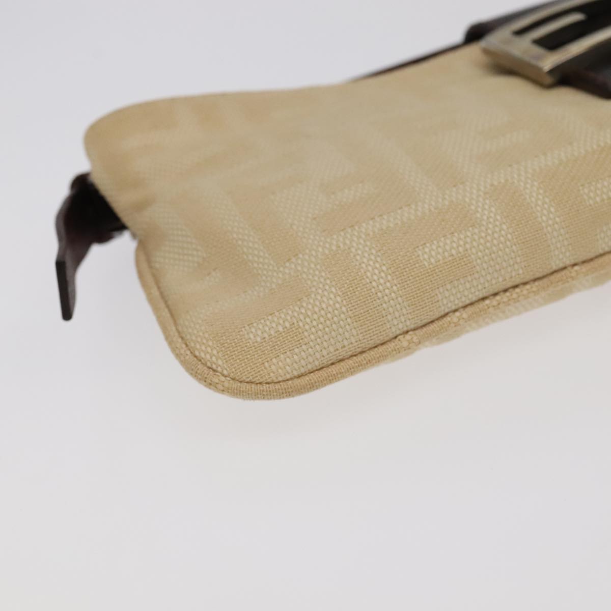 FENDI Zucca Canvas Mamma Baguette Shoulder Bag Beige Silver 98522