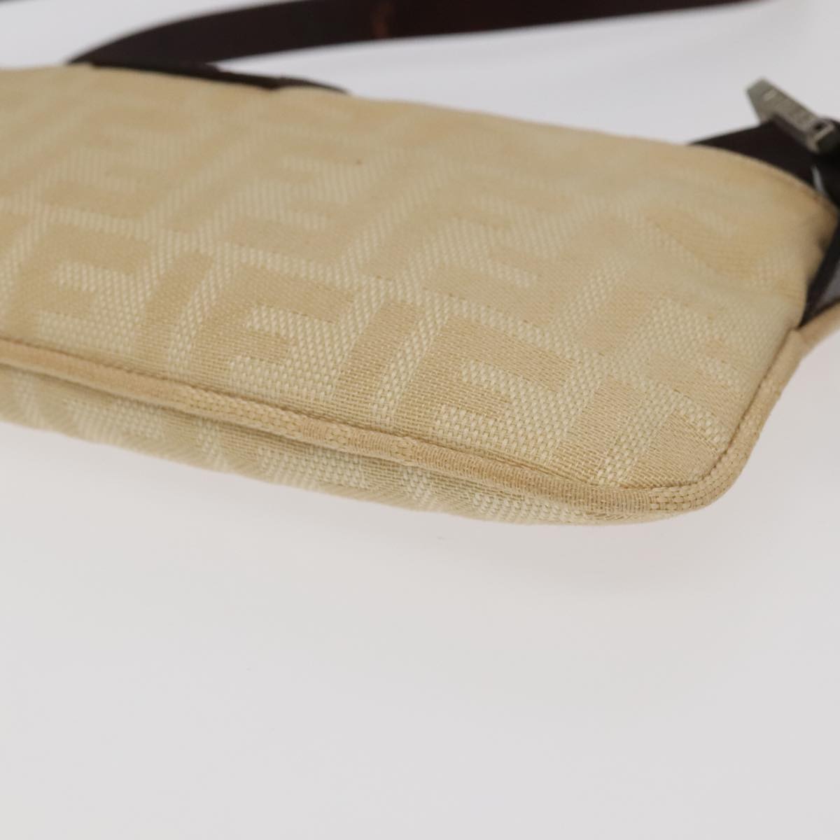 FENDI Zucca Canvas Mamma Baguette Shoulder Bag Beige Silver 98522