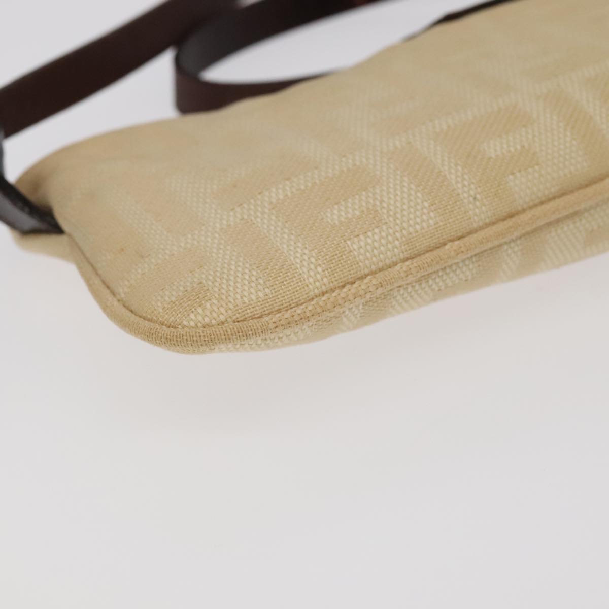 FENDI Zucca Canvas Mamma Baguette Shoulder Bag Beige Silver 98522