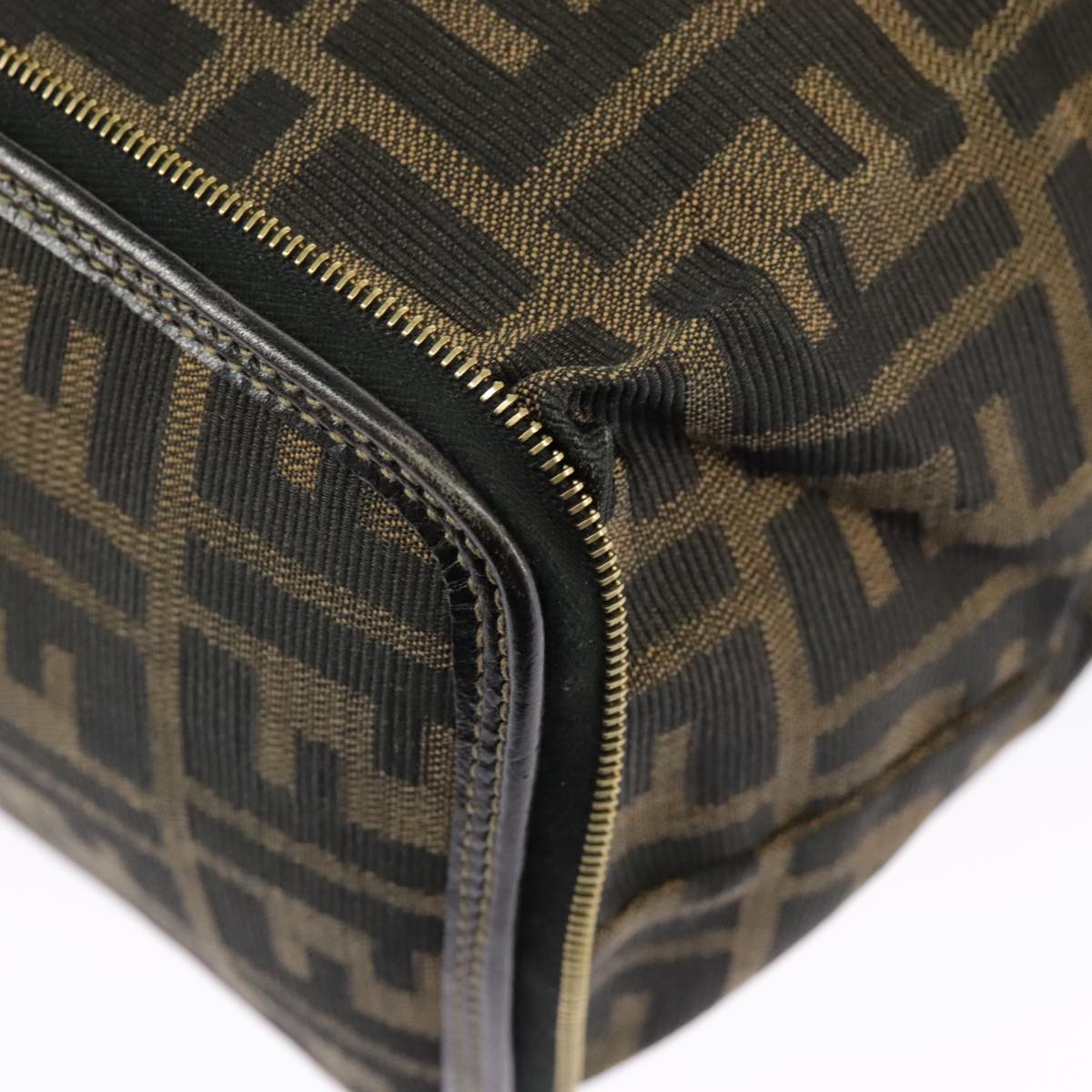 FENDI Zucca Canvas Tote Bag Brown Black gold 98581
