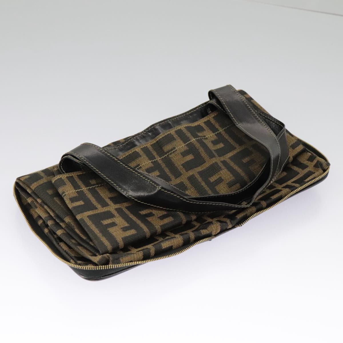 FENDI Zucca Canvas Tote Bag Brown Black gold 98581