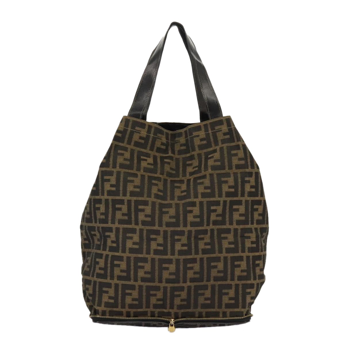 FENDI Zucca Canvas Tote Bag Brown Black gold 98581