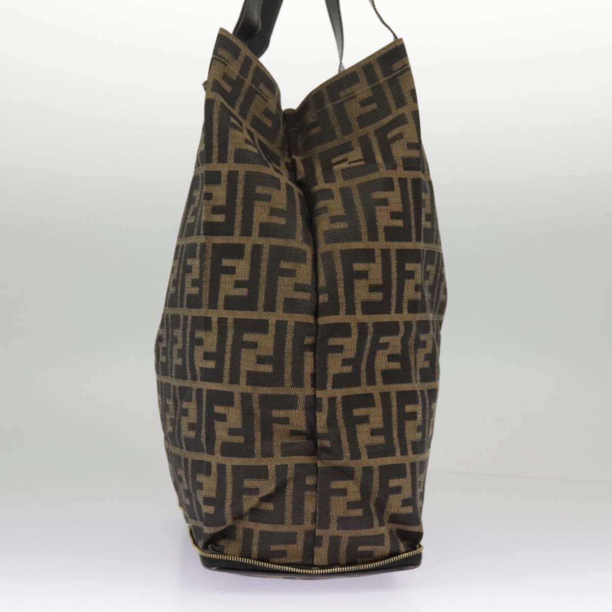 FENDI Zucca Canvas Tote Bag Brown Black gold 98581