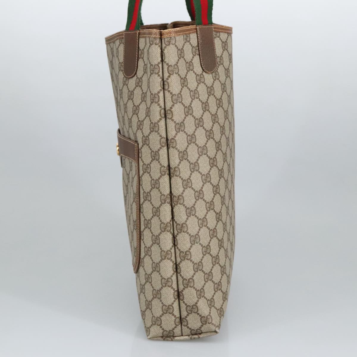 GUCCI GG Supreme Web Sherry Line Tote Bag PVC Beige Gold 002 123 6487 98704