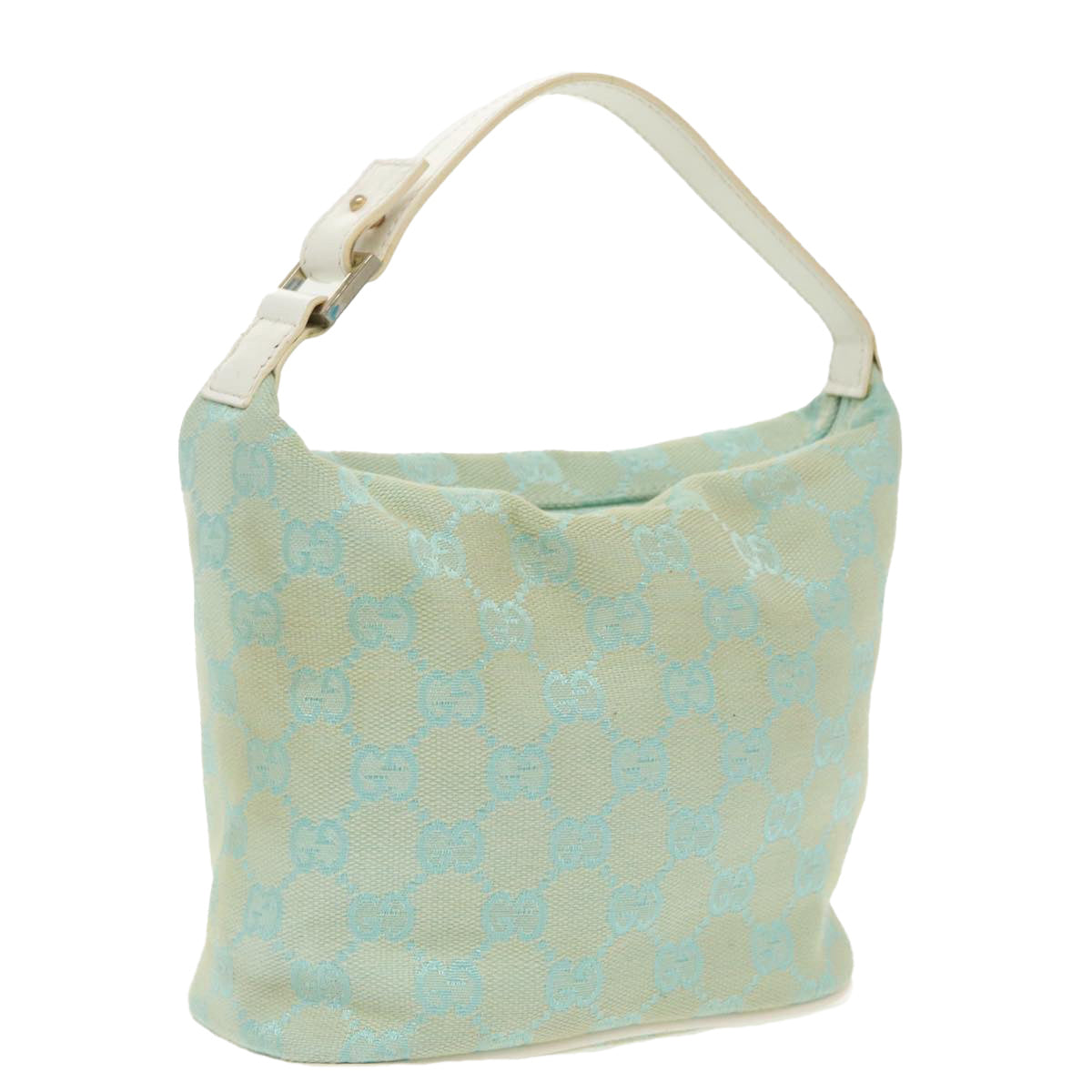 GUCCI GG Canvas Hand Bag Light Blue Gold 039 1147 98726