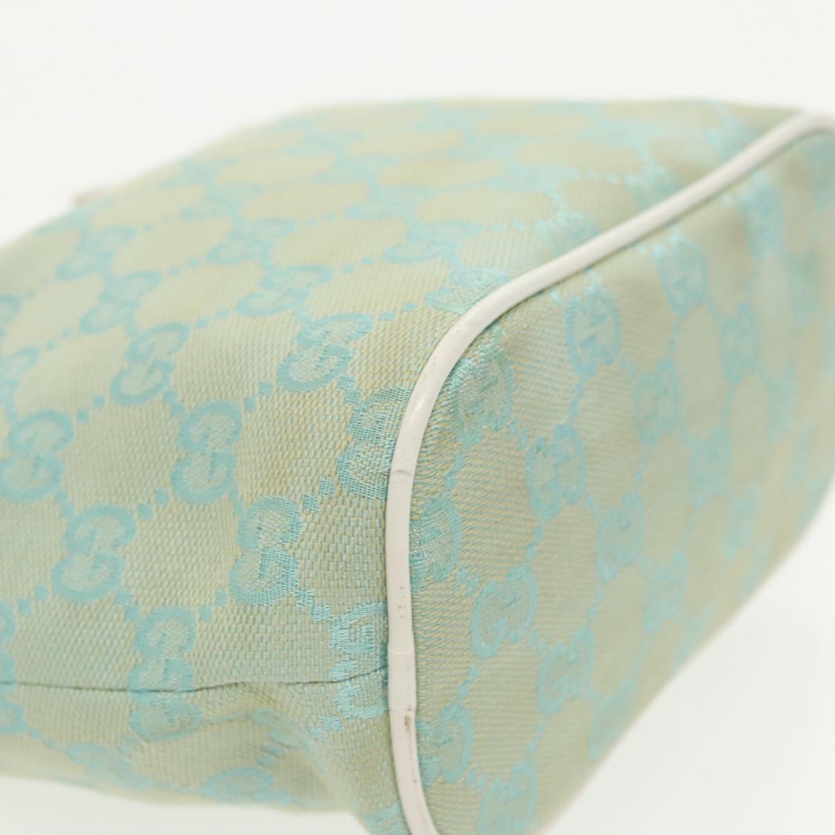 GUCCI GG Canvas Hand Bag Light Blue Gold 039 1147 98726